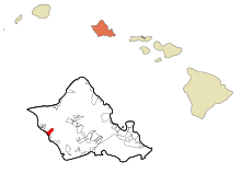 Honolulu County Hawaii Incorporated and Unincorporated areas Waianae Highlighted.svg