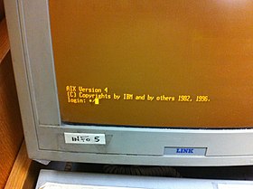 Prompt au login du système d'exploitation AIX 4 d'IBM.