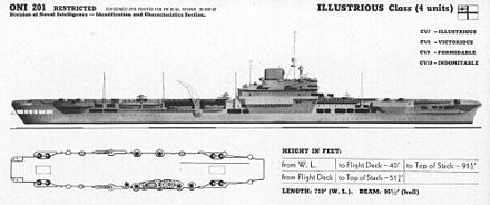 US Office of Naval Intelligence recognition drawing of the Illustrious-class carriers