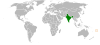 Location map for Fiji and India.