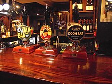 Doom Bar on draught alongside other beers in a pub in Wetherby, West Yorkshire. Interior of the New Inn, Wetherby (27th January 2019) 006.jpg