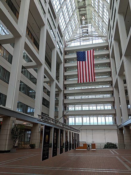Interior atrium of the USPTO Madison Building