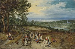 Landscape with Travellers and Peasants on a Track 1610