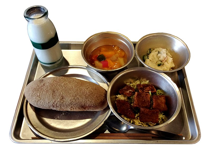 File:Japanese school lunch in the Showa period.jpg