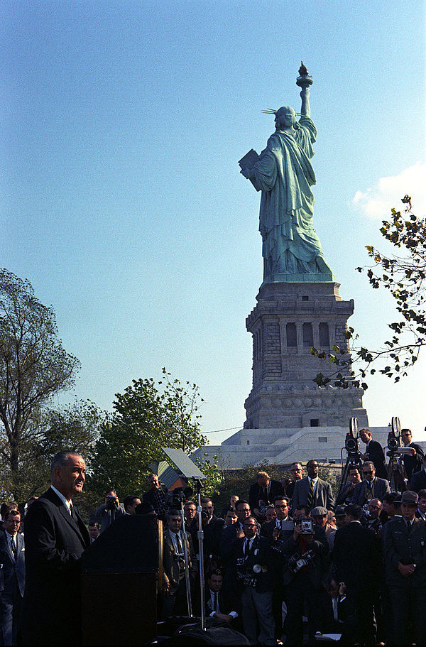 October 3, 1965: President Johnson visited the Statue of Liberty to sign the Immigration and Nationality Act of 1965.