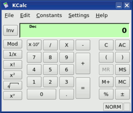 KCalc în KDE 3.5.2