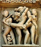 Erotic sculpture at Khajuraho Temple