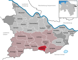 Läget för kommunen Lübbow i Landkreis Lüchow-Dannenberg