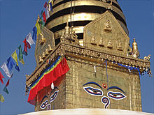 The Eyes of Buddha on the Swayambhunath stupa Le stupa de Swayambhunath a Katmandou (8435684322).jpg