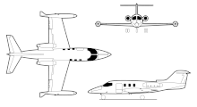 3-view line art Learjet 24 3-View line art.gif