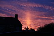 Light pillar just after sunset from the Netherlands on April 4, 2019.