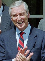 Lloyd Bentsen at signing the Medicare Catastrophic Coverage Act of 1988 (1).jpg