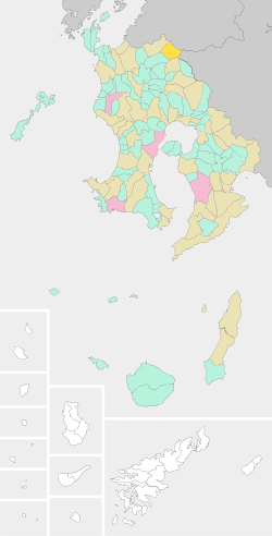 Location of Ōkuchi in Kagoshima Prefecture