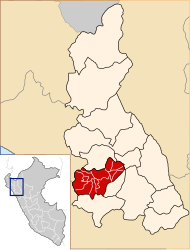 A San Miguel körzet délkelet-középső, San Miguel tartományban található (piros színnel jelölve)