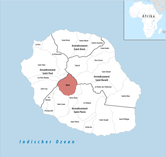 Localisation de la commune de Cilaos dans le département de la Réunion