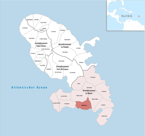 Location of the commune of Sainte-Luce in the Martinique department