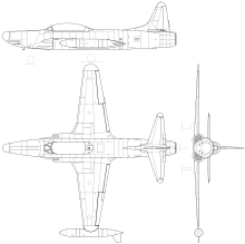 3-view line drawing of the Lockheed F-94A Starfire