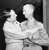 Two Medal of Honor recipients and friends, MacArthur (l) and Wainwright (r), greet at the end of the war. Wainwright was just released from POW camp MacArthur and Wainright 1945 HD-SN-99-02411 cropped.jpg