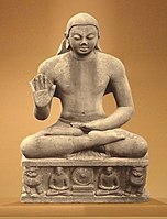 The Mankuwar Buddha, with inscribed date "year 129 in the reign of Maharaja Kumaragupta", hence 448 CE.[54] Mankuwar, District of Allahabad. Lucknow Museum.[42][55]