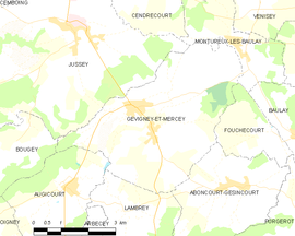 Mapa obce Gevigney-et-Mercey