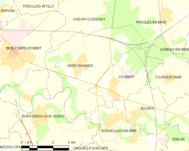 Mapa obce Grisy-Suisnes