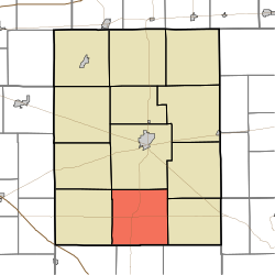 Anderson Kasabası, Rush County, Indiana.svg'yi vurgulayan harita