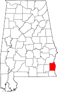 ヘンリー郡の位置を示したアラバマ州の地図