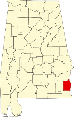 Map of Henry County within Alabama