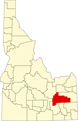 Location of Bingham County in Idaho Map of Idaho highlighting Bingham County.svg