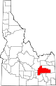 Mapa del estado que destaca el condado de Bingham