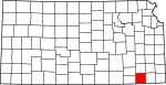 Mapa del estado que destaca el condado de Montgomery