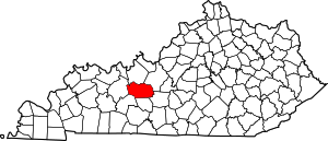 Harta Kentucky evidențiind Grayson County
