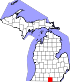 Map of Michigan highlighting Hillsdale County.svg