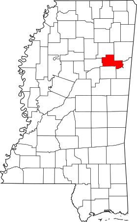 Map of Mississippi highlighting Clay County.svg