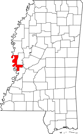 Map of Mississippi highlighting Issaquena County.svg