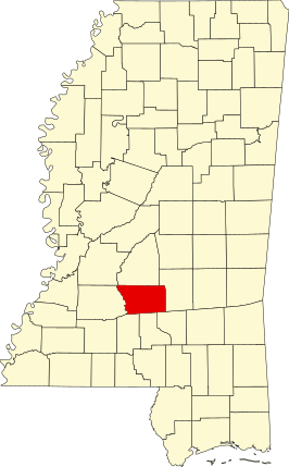 Locatie van Simpson County in Mississippi