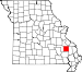Map of Missouri highlighting Madison County Map of Missouri highlighting Madison County.svg