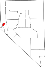 Map of Nevada highlighting Storey County
