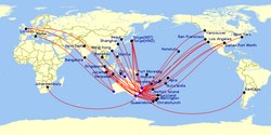 Map of Qantas International Routes as of December 2023.png