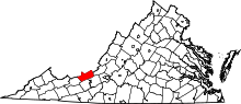 Harta e Giles County në Virginia