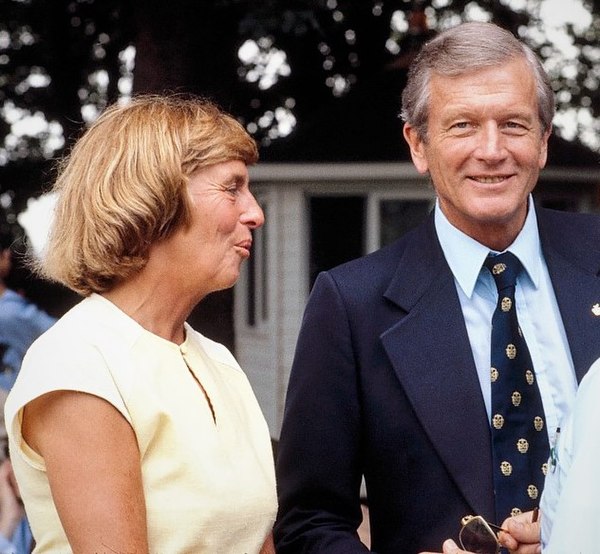 Mary Harrison Lindsay and John Lindsay, at campaign event, between 1969 and 1977.