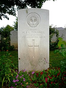 Gravsten af ​​Maurice Turnbull.  Bayeux CWGC Kirkegård.