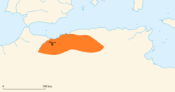 The approximate extent of the Mauro-Roman kingdom[citation needed]