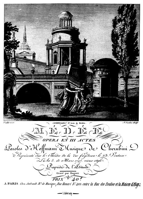 Title page of the first edition of the full score of Médée by Cherubini, 1797