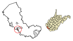 Matewan okulunun Mingo County, Batı Virginia şehrindeki konumu.