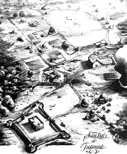 The Mission San Luis de Apalachee as it may have appeared in the 17th century