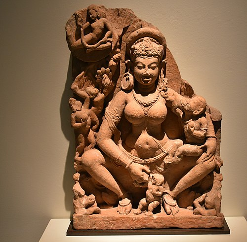 Mother Goddess sculpture from Madhya Pradesh or Rajasthan, India, 6th-7th century, in the National Museum of Korea, Seoul