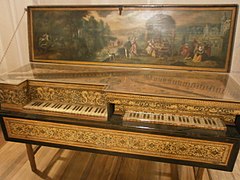 Ioannes Ruckers de hacia 1600 Doble virginal «Moeder en kind» Milán, Museo strumenti musicali.