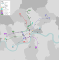 Map of the London routes operated by New Routemasters at the time of the full conversion of route 38