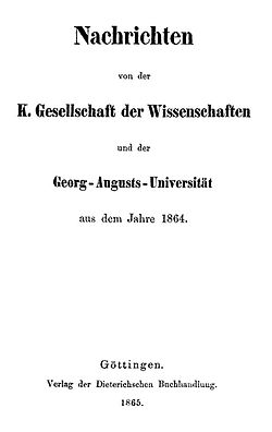 Nachrichten von der Königlichen Gesellschaft der Wissenschaften zu Göttingen 1865 Titel.jpg